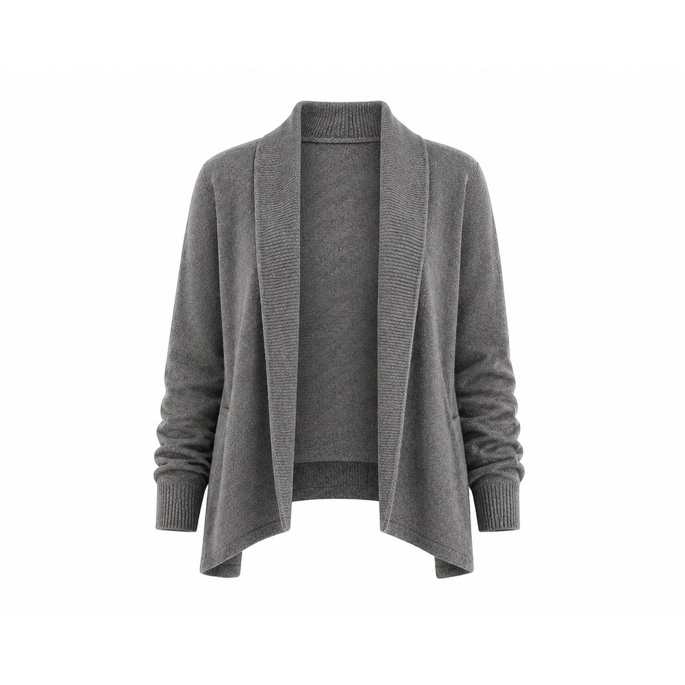 89th & Madison Gray Ribbed Collar Open Front Cardigan Sweater XL
